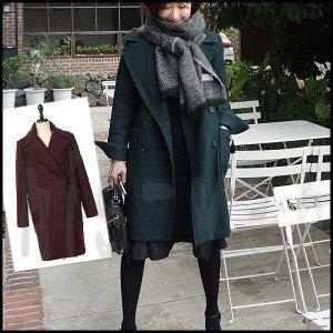 日本産 ロングコート ダブルウールロングコート グリーン ワイン 通勤 お出掛け 大きいサイズ S Xxl 2l 輝く高品質な Www Thedailyspud Com