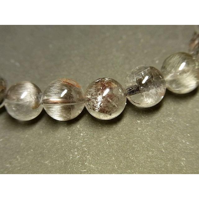 プラチナルチルブレスレット　ブルッカイトインクォーツ　天然石　パワーストーン 勝負事にに強いパワーストーン 黒針水晶 仕事運