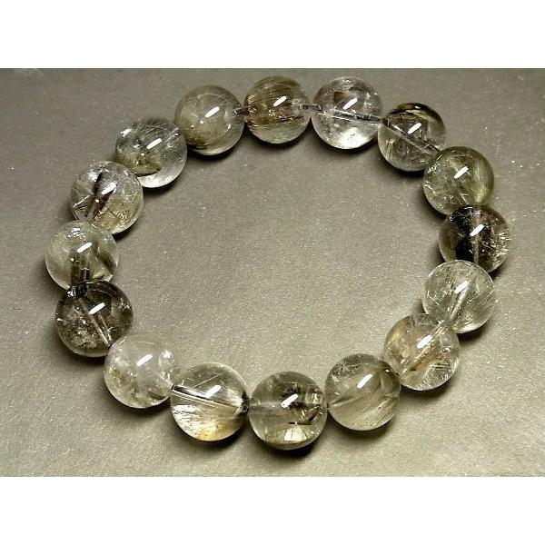 パワーストーン 天然石 大粒 プラチナルチル ルチルクォーツ 水晶 ブレスレット 13〜13.5mm PTRB52 【Felistone】の画像