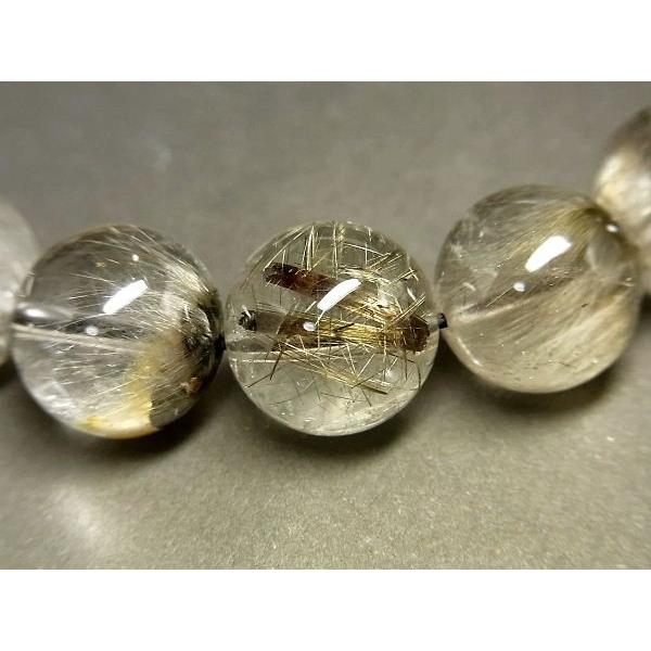 パワーストーン 天然石 大粒 プラチナルチル ルチルクォーツ 水晶 ブレスレット 13〜13.5mm PTRB52 【Felistone】の画像