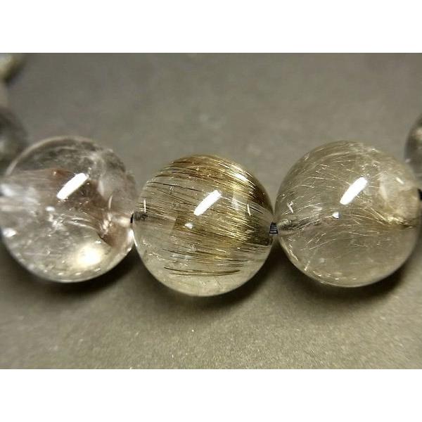 パワーストーン 天然石 大粒 プラチナルチル ルチルクォーツ 水晶 ブレスレット 13〜13.5mm PTRB52 【Felistone】の画像