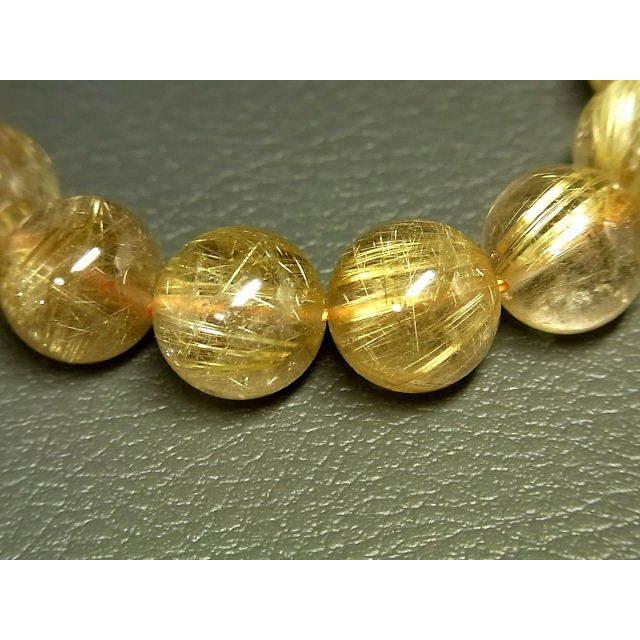 パワーストーン 天然石 大粒 タイチンルチル ルチルクォーツ 水晶ブレスレット 13.5〜14mm TRB1277 【Felistone】の画像