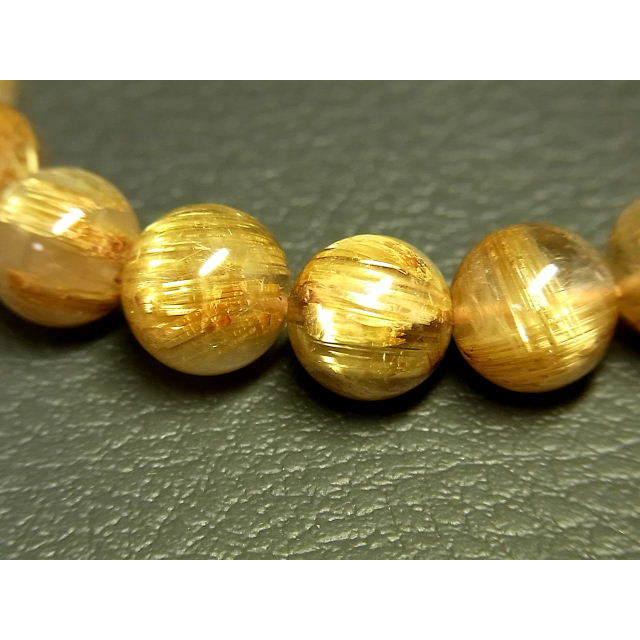 【全粒キャッツアイ・針揃い】ゴールドルチルクォーツ 天然石ブレスレット 10mm キャッツアイシャンパンゴールドルチル ブレスレット 15.4㎜ 5A
