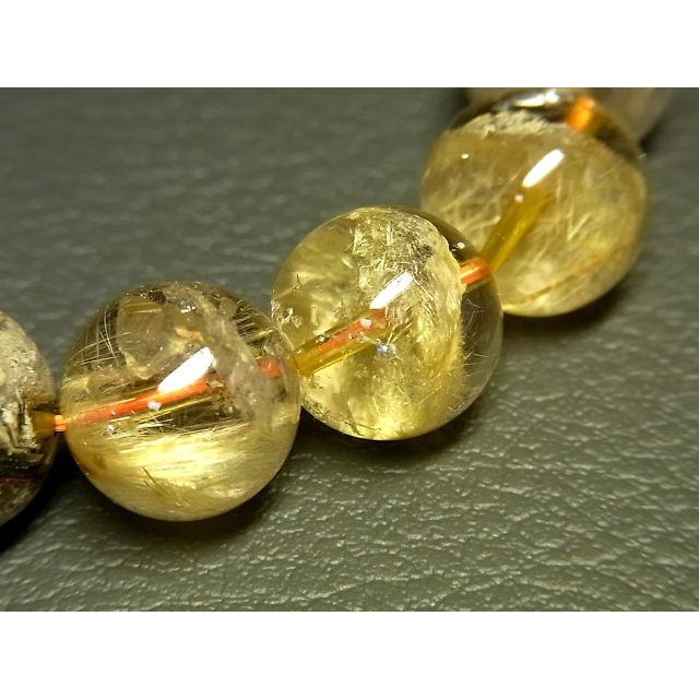 パワーストーン 天然石 大粒 ガーデン庭園水晶 タイチンルチルクォーツ 水晶ブレスレット 14〜15mm TRB1342 【Felistone】の画像