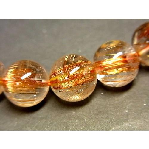 天然石 パワーストーン 最高級 高透明 タイチンルチル ルチルクォーツ 水晶 ブレスレット9.5〜10mm trb1446  【Felistone】の画像