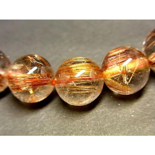天然石 パワーストーン 最高級 高透明 タイチンルチル ルチルクォーツ 水晶 ブレスレット9.5〜10mm trb1446  【Felistone】の画像