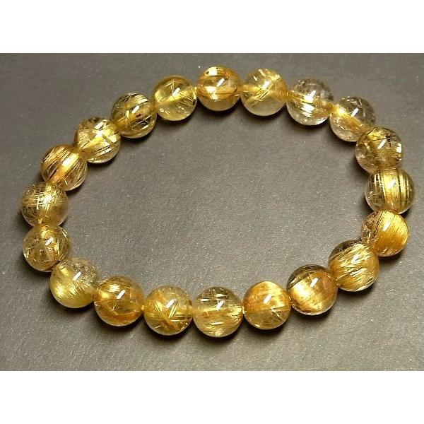 パワーストーン 天然石 最高級 高透明 タイチンルチル ルチルクォーツ 水晶ブレスレット 9〜10mm TRB1450 【Felistone】の画像