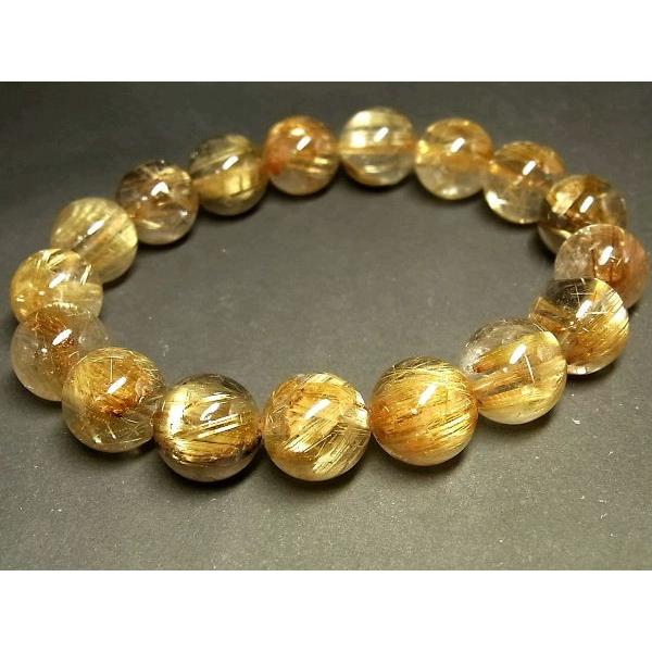 パワーストーン 天然石 大粒 最高級 タイチンルチル ルチルクォーツ 水晶ブレスレット 13mm TRB1453 【Felistone】