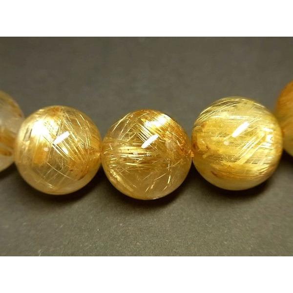 パワーストーン 天然石 大粒 最高級 タイチンルチル ルチルクォーツ 水晶ブレスレット 12.5〜13mm TRB1457 【Felistone】の画像