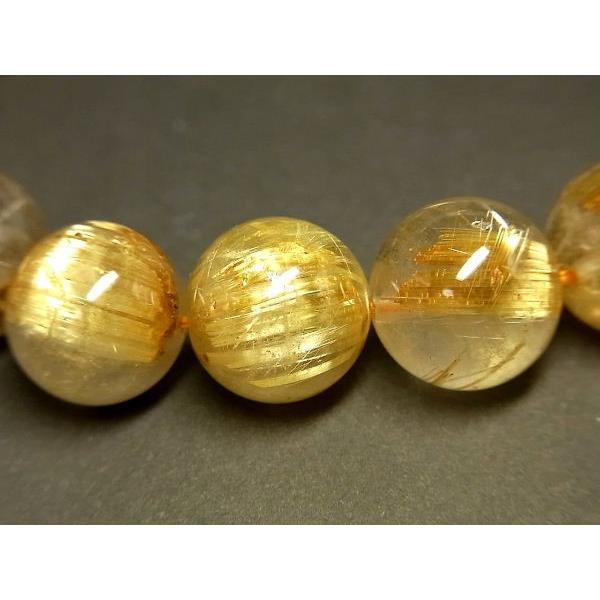 パワーストーン 天然石 大粒 最高級 タイチンルチル ルチルクォーツ 水晶ブレスレット 12.5〜13mm TRB1457 【Felistone】の画像