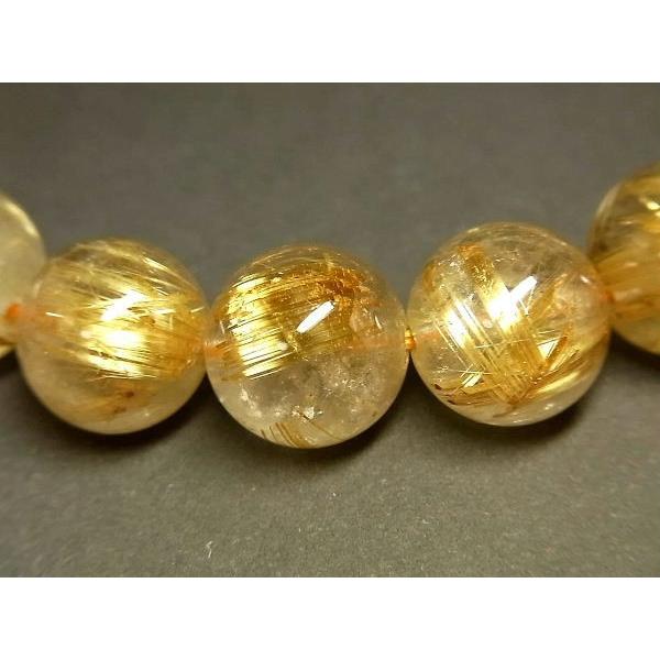 パワーストーン 天然石 大粒 最高級 タイチンルチル ルチルクォーツ 水晶ブレスレット 12.5〜13mm TRB1457 【Felistone】の画像