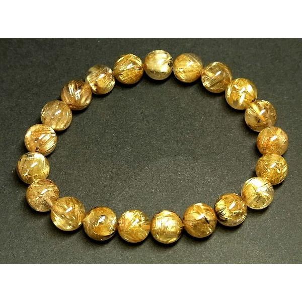 パワーストーン 天然石 最高級 タイチンルチル ルチルクォーツ 水晶ブレスレット 9.5〜10mm TRB1460 【Felistone】の画像