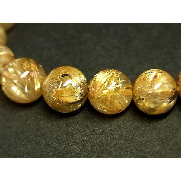 パワーストーン 天然石 最高級 タイチンルチル ルチルクォーツ 水晶ブレスレット 9.5〜10mm TRB1460 【Felistone】の画像