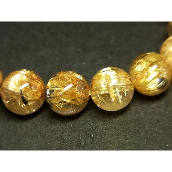 パワーストーン 天然石 最高級 タイチンルチル ルチルクォーツ 水晶ブレスレット 9.5〜10mm TRB1460 【Felistone】の画像
