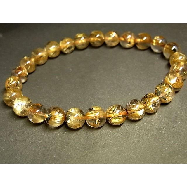 パワーストーン 天然石 タイチンルチル ルチルクォーツ 水晶ブレスレット 7〜7.5mm TRB960 【Felistone】