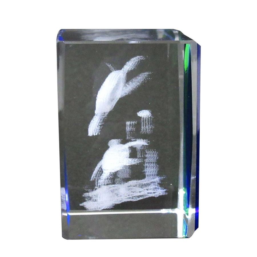 3Dクリスタル(M) ウミガメ ブルー ガラス オブジェ ペーパーウェイト