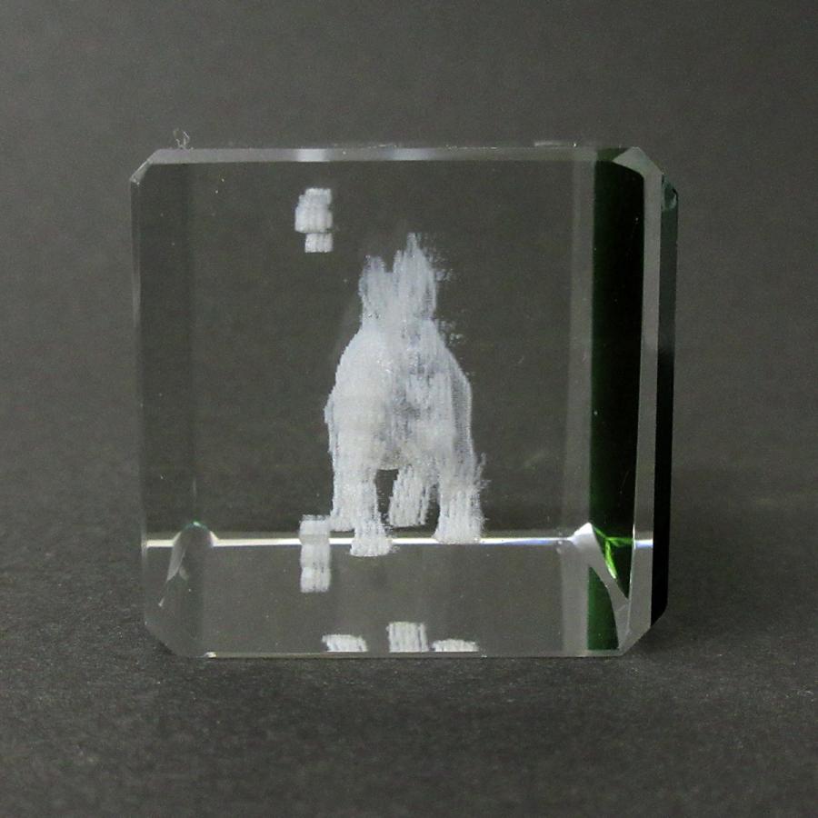  グリーン　ガラス オブジェ 3Dクリスタル(M) ステゴサウルス グリーン ガラス オブジェ