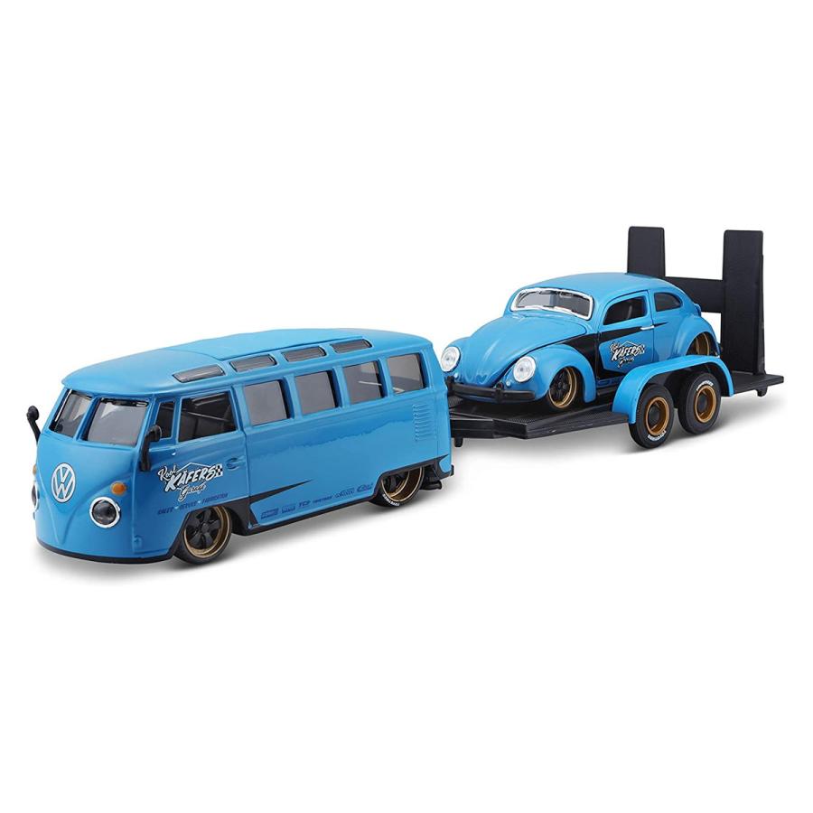 Maisto 1/24 フォルクスワーゲン バン “サンバ”＋ビートル マイスト エリートトランスポーター ミニカー 200-196の画像