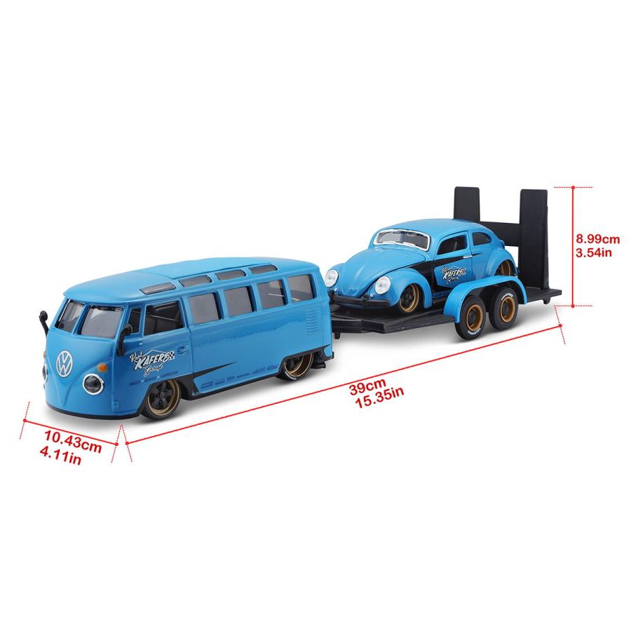 Maisto 1/24 フォルクスワーゲン バン “サンバ”＋ビートル マイスト エリートトランスポーター ミニカー 200-196の画像
