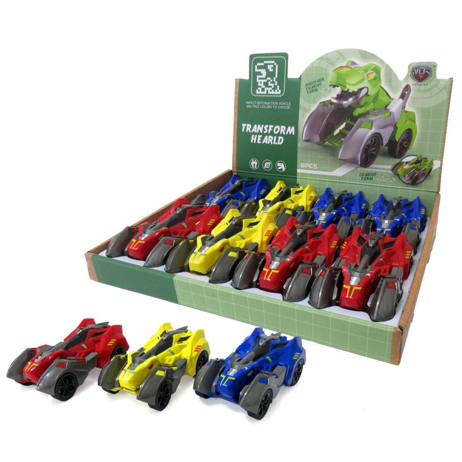 フリクション ミニカー 変身恐竜ロボットカー 3色アソート 8個入りBOX