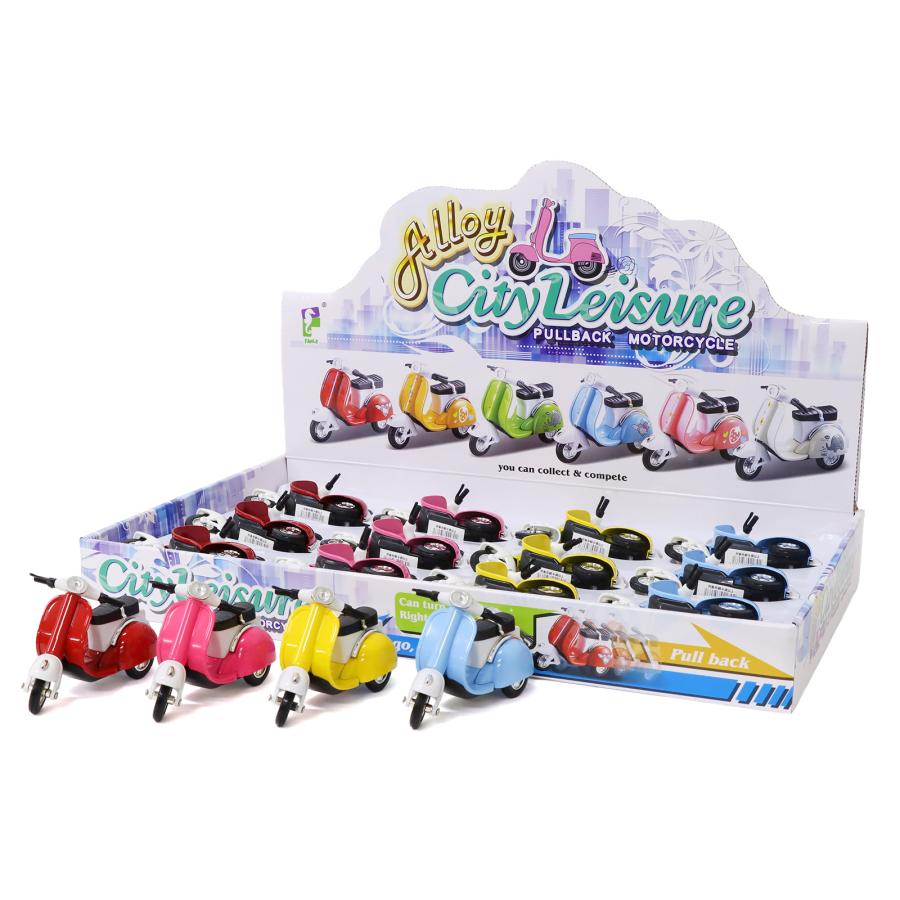 ハッピースクーター プルバック バイク 4色アソート 12個入りBOX 201