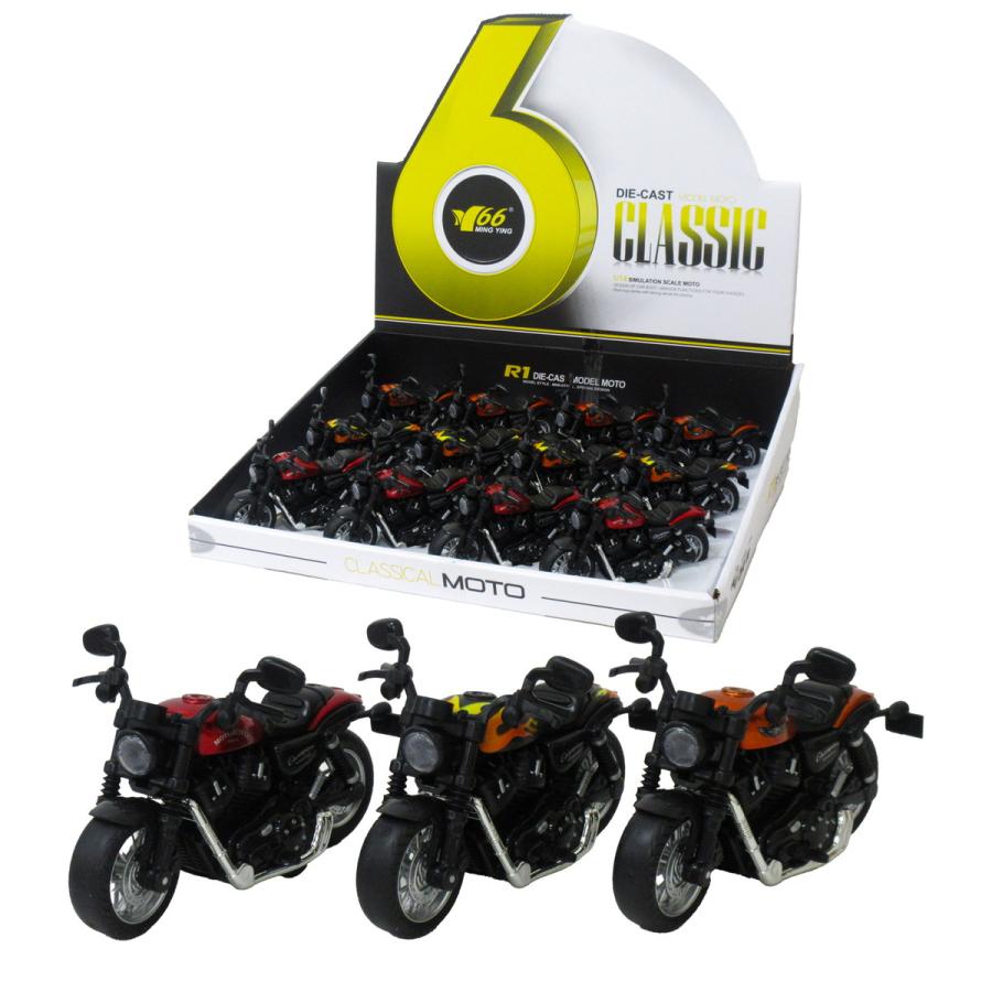 プルバックモーターサイクル アメリカン 3色アソート 12個入りBOX 1/14