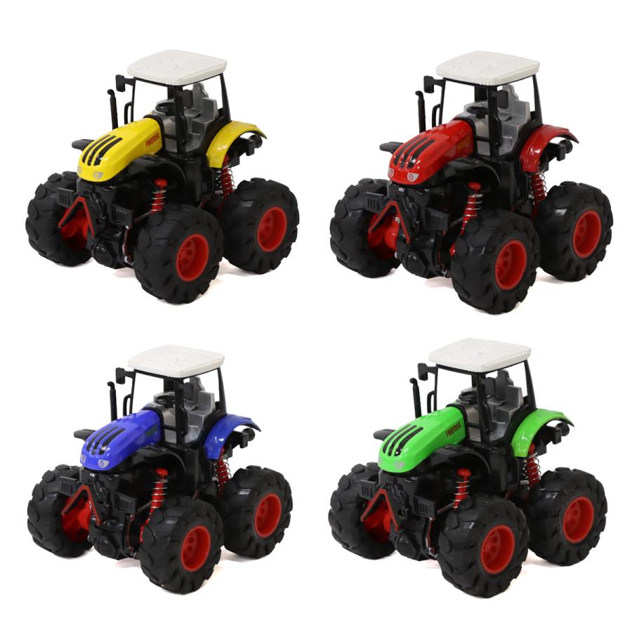ミニカー フリクションカー 4WD トラクター 4色アソート 12個入りBOX