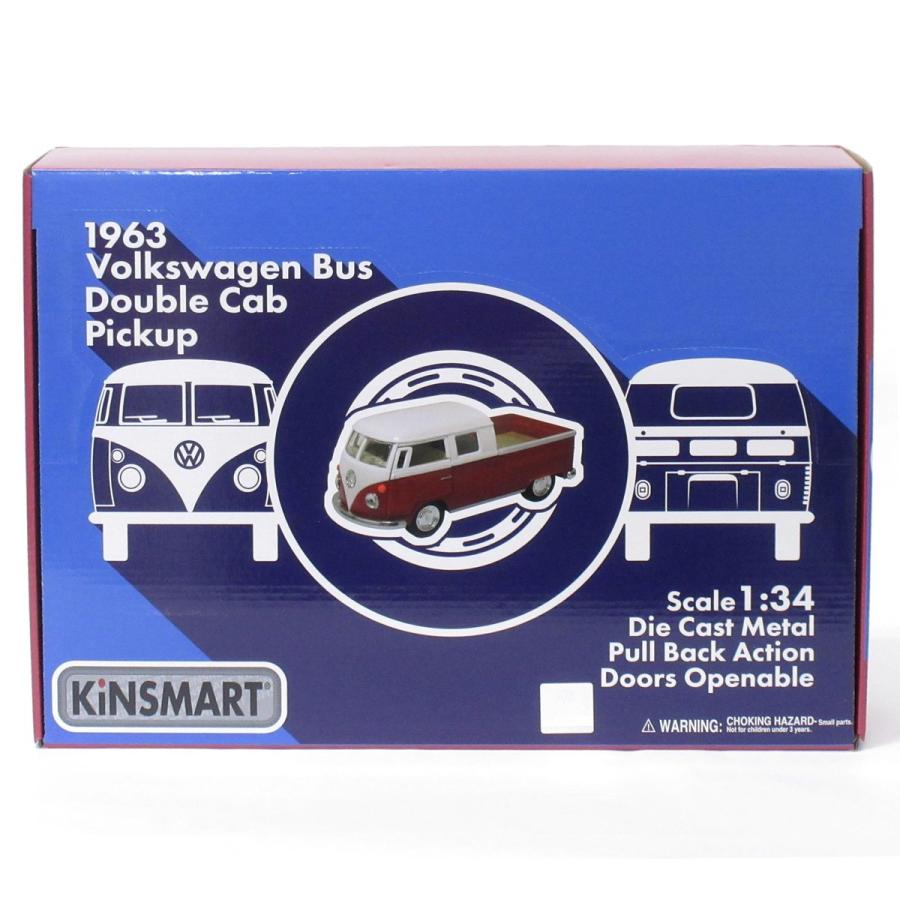 KiNSMART キンスマート プルバックミニカー 1/34 1963 ワーゲンバス Wキャブピックアップ パステルカラー 4色アソート 12個入りBOX 201-701_13