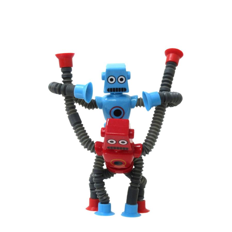 4点  スーパーノビルンダー  ポップチューブ  ロボット（赤、紺、緑、水色） スーパーのびるんだ〜ロボ スーパー ノビルンダー ROBOT 1個 単品
