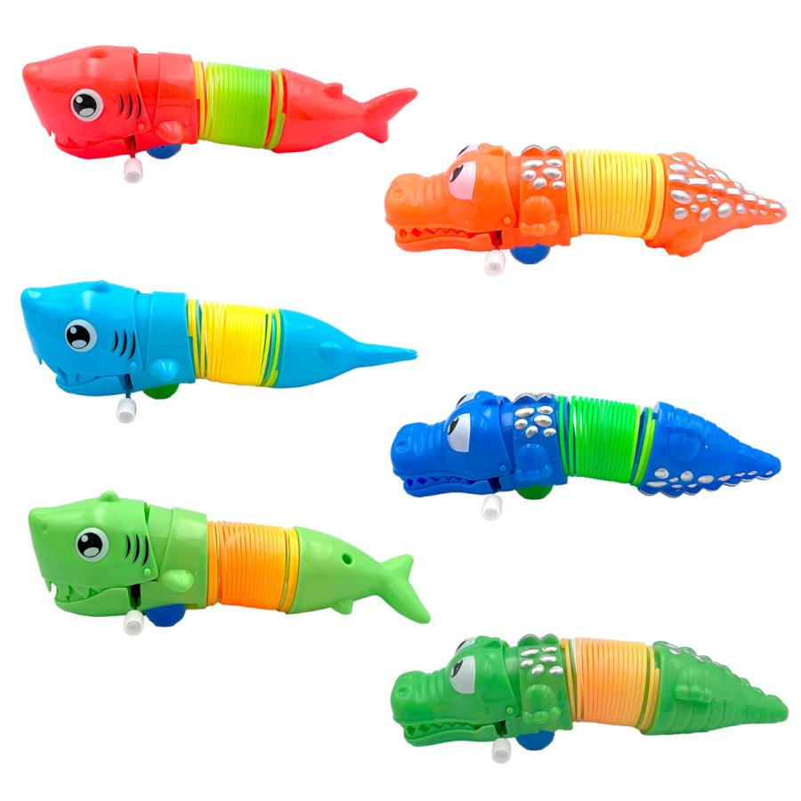 びよんびよんアニマル サメ＆ワニ 2種×3色 6個セット ゼンマイ