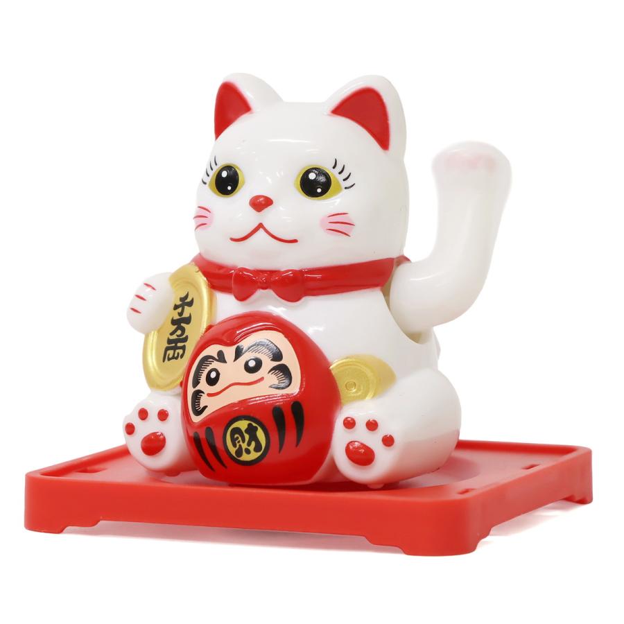 開運 ソーラー招き猫 6cm だるま(ホワイト) まねきねこ 縁起物 置物