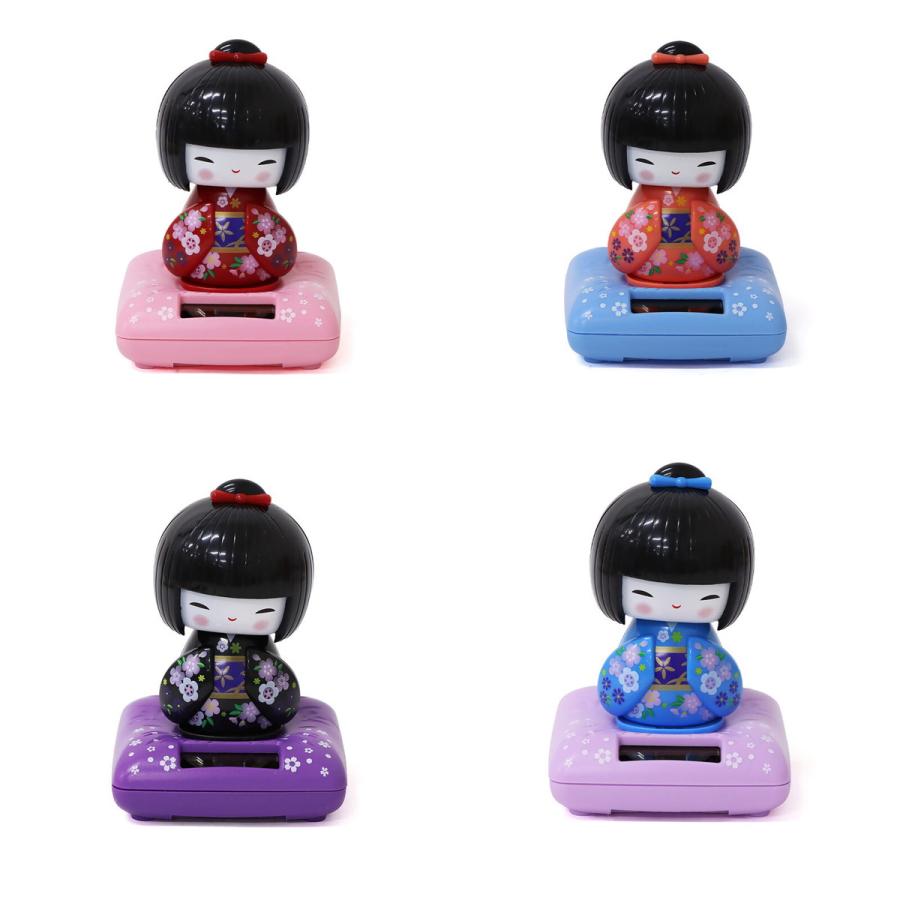 ソーラーこけし人形 1個 単品 選べる4色 着物 かわいい こけし