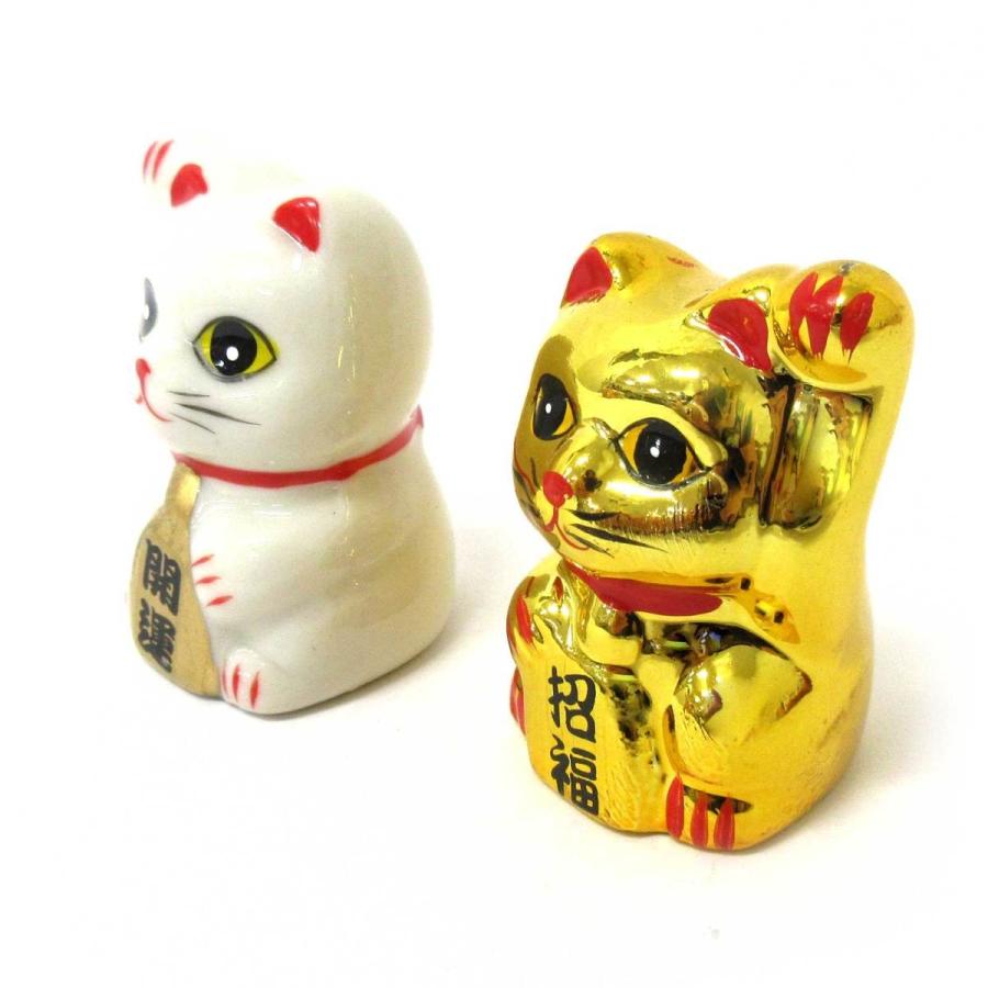 開運 招き猫 2色セット ゴールド/ホワイト まねきねこ 縁起物 開運 招き猫 2色セット ゴールド/ホワイト まねきねこ 縁起物