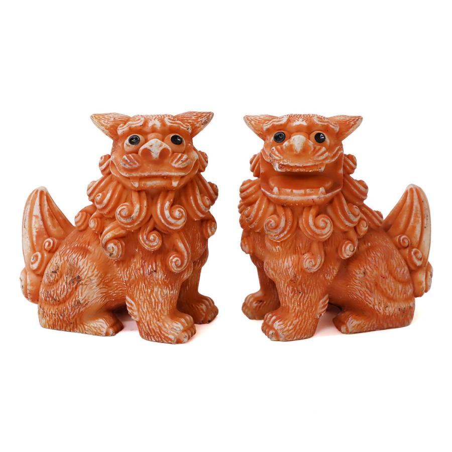 陶器 獅子像 福獅子　シーサー　工芸品 シーサー ミニシーサー 獅子 陶器風 ペア 置物 玄関 沖縄 琉球 守り神