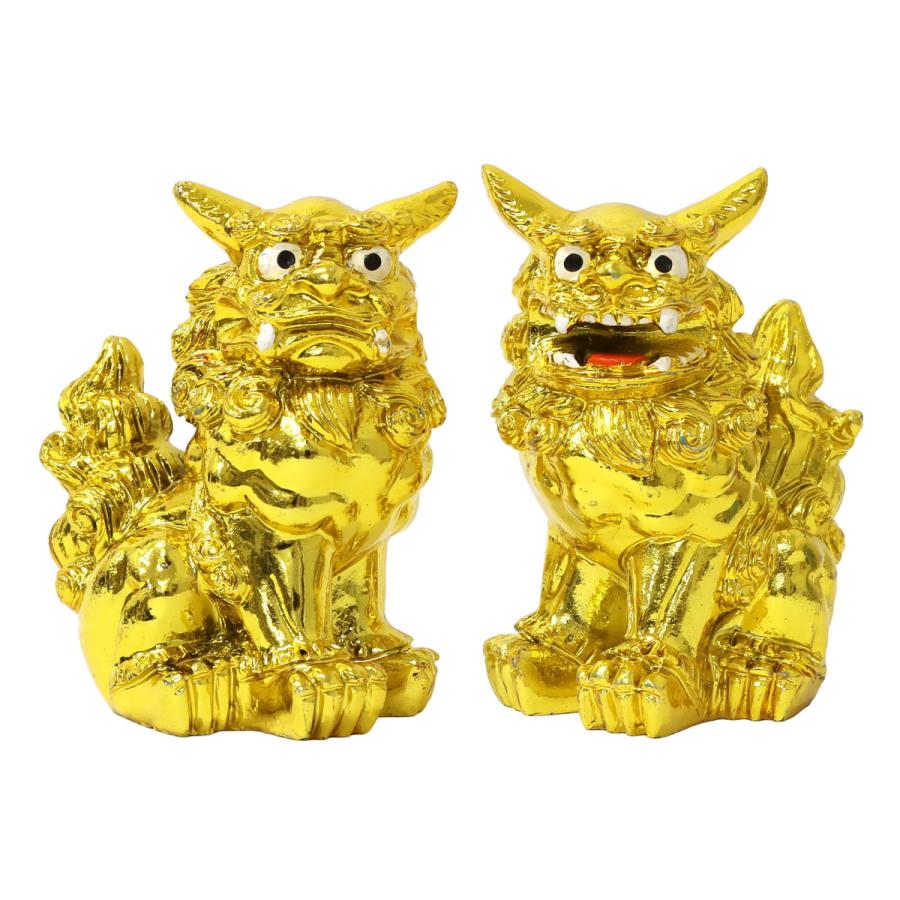 素晴らしい　から　獅子 シーサ　昭和初期 除魔け　緣起物 80mm 萬来獅子(座) シーサー ゴールドタイプ 1個 単品 選べる2色 魔