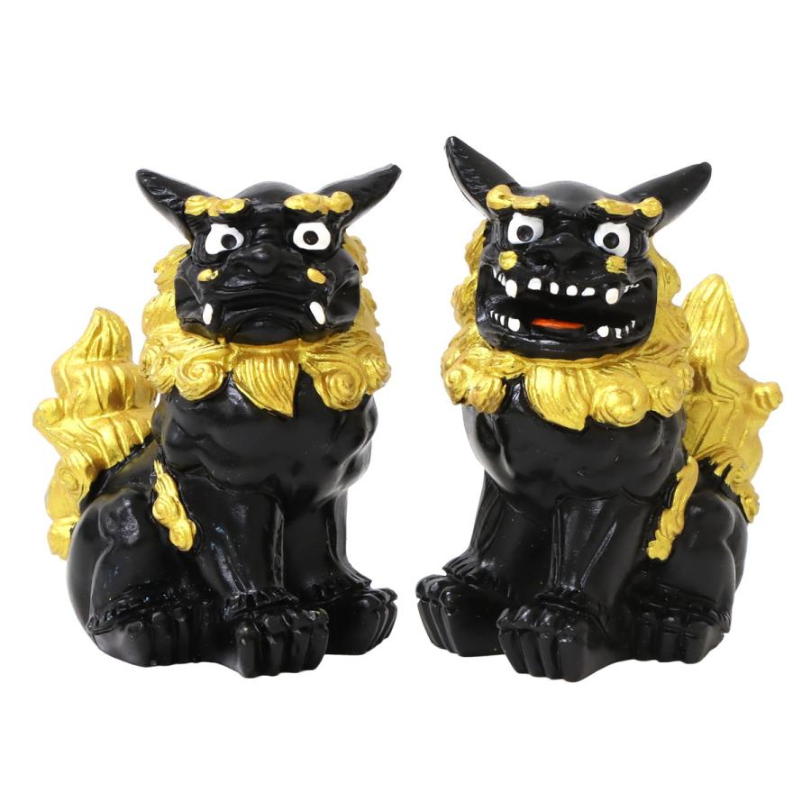 80mm 萬来獅子(座) シーサー ゴールドタイプ 1個 単品 選べる2色 魔