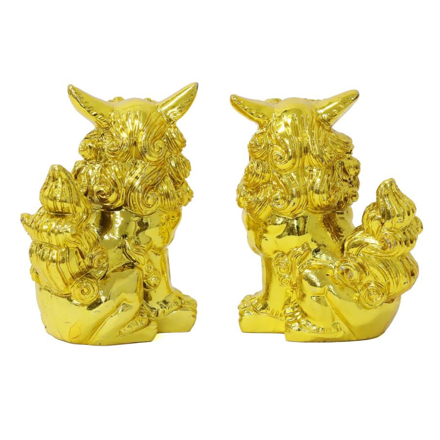 80mm 萬来獅子(座) シーサー ゴールドタイプ 1個 単品 選べる2色 魔