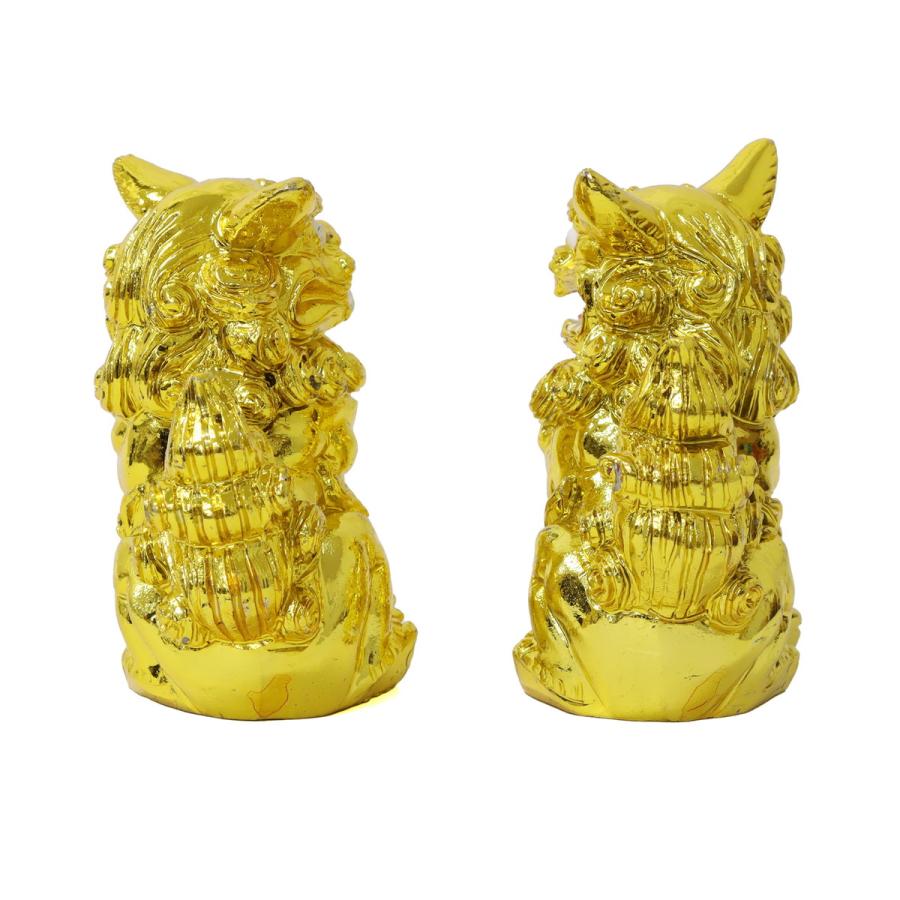80mm 萬来獅子(座) シーサー ゴールドタイプ 1個 単品 選べる2色 魔