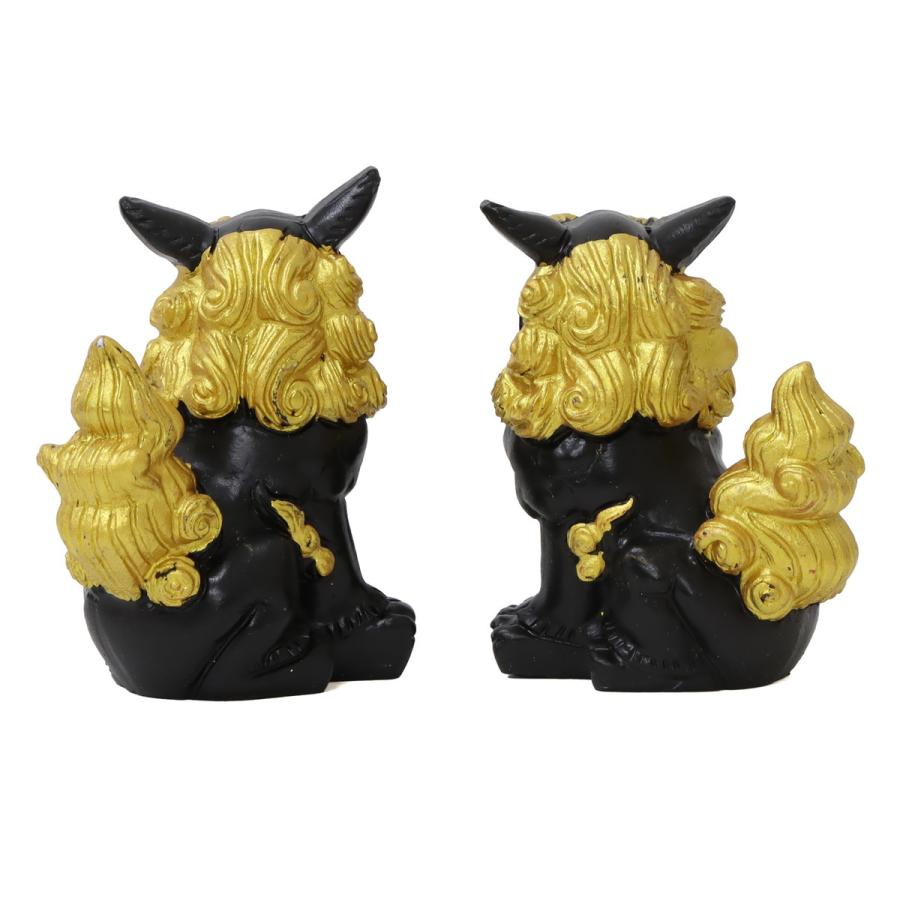 80mm 萬来獅子(座) シーサー ゴールドタイプ 1個 単品 選べる2色 魔