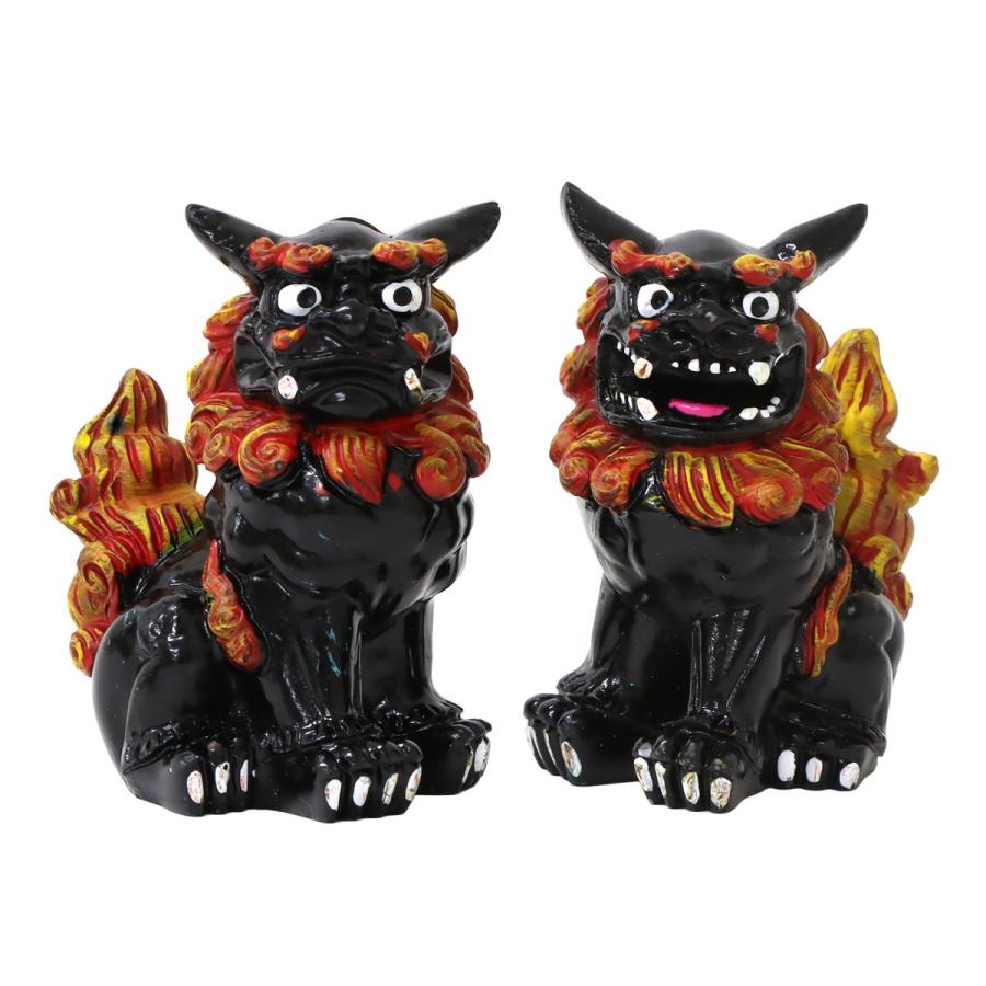 80mm 萬来獅子(座) シーサー 墨入れタイプ 1個 単品 選べる4色 魔除け