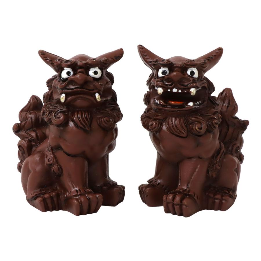 80mm 萬来獅子(座) シーサー 墨入れタイプ 1個 単品 選べる4色 魔除け