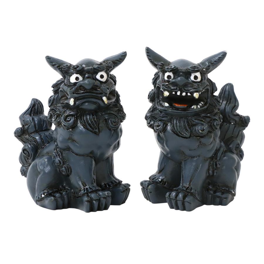 80mm 萬来獅子(座) シーサー 墨入れタイプ 1個 単品 選べる4色 魔除け