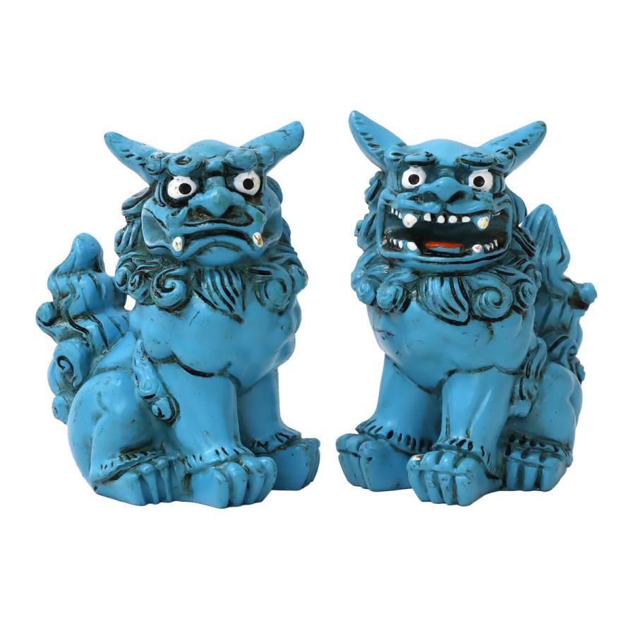 80mm 萬来獅子(座) シーサー 墨入れタイプ 1個 単品 選べる4色 魔除け