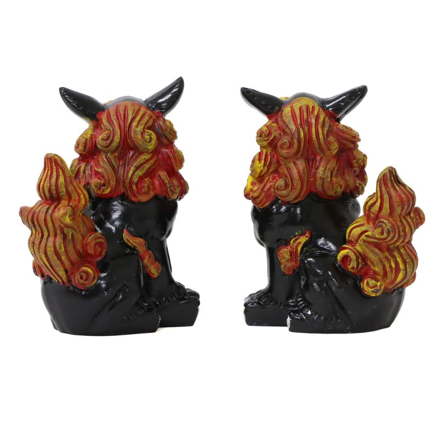 80mm 萬来獅子(座) シーサー 墨入れタイプ 1個 単品 選べる4色 魔除け