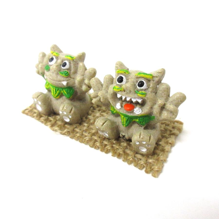 ポリ置物 仲良しシーサー 1個 単品 砂カラー 選べる4色 Sサイズ 沖縄