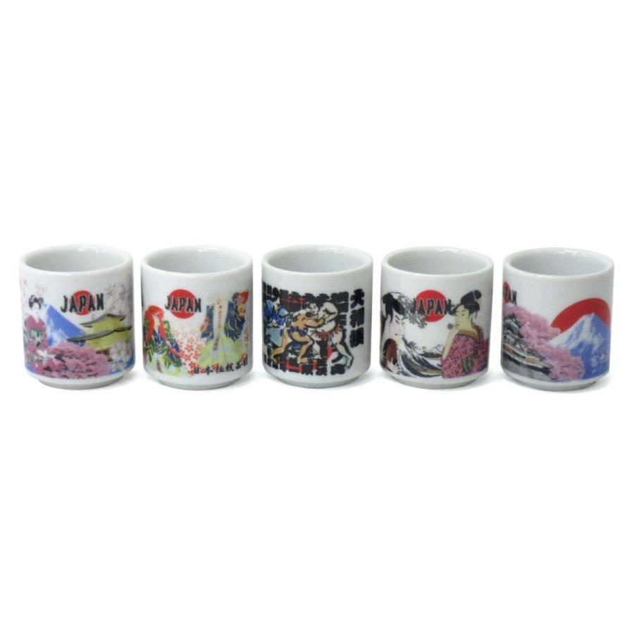 日本の絵柄・和柄シリーズ ほろ酔い 5pcsセット お猪口 : テンマヤ