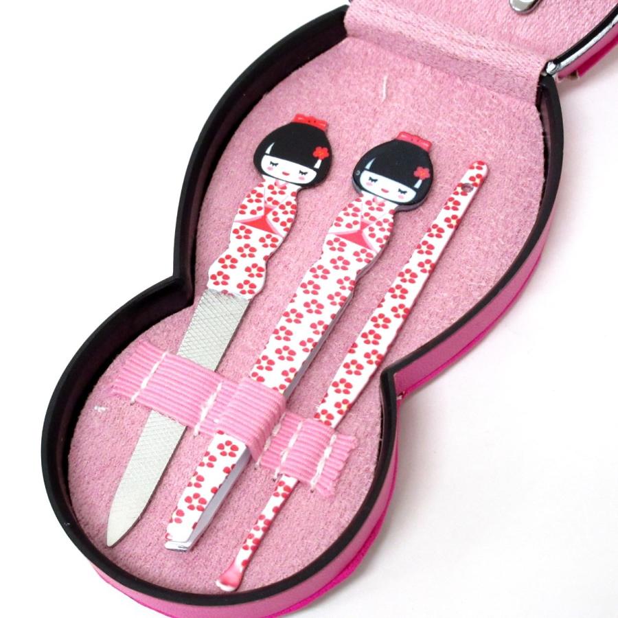 着物姿のカワイイこけし ネイルケアセット 爪切り×2 ミニハサミ 爪