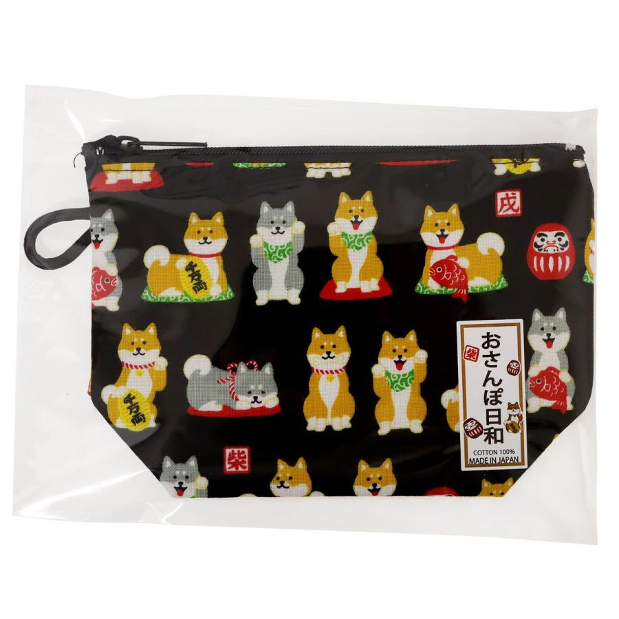 おさんぽ日和 柴犬 マチ大 三角ポーチ 日本製 3色セット 和雑貨 ポーチ