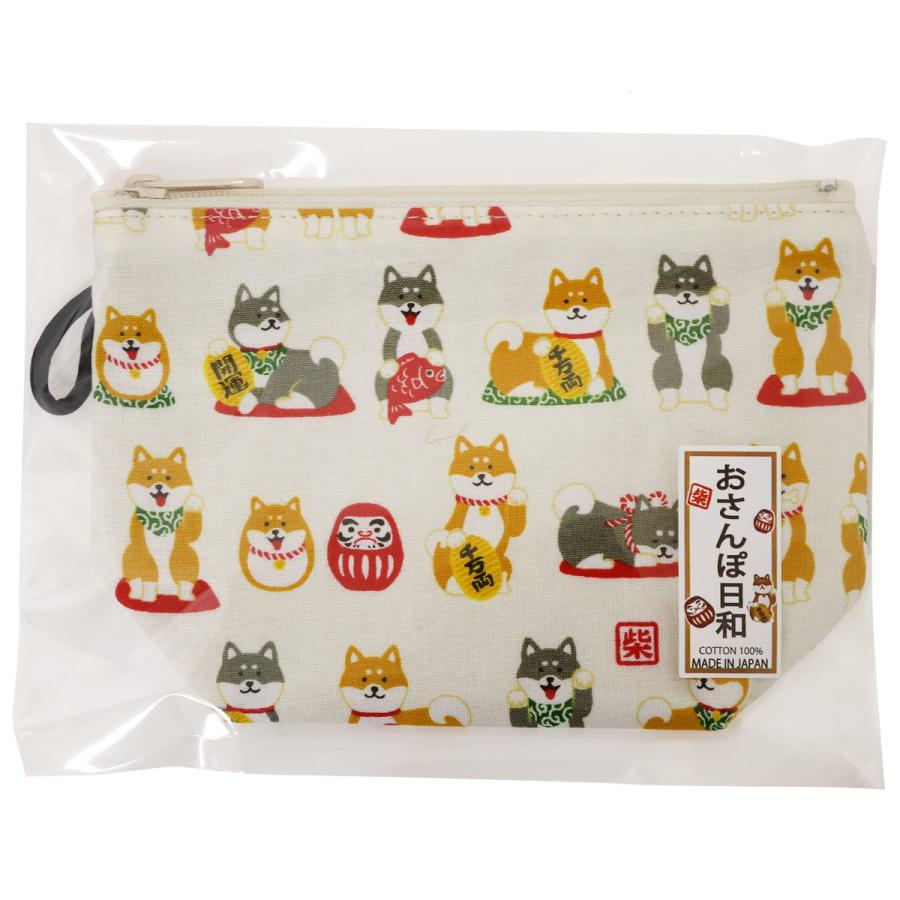 おさんぽ日和 柴犬 マチ大 三角ポーチ 日本製 3色セット 和雑貨 ポーチ