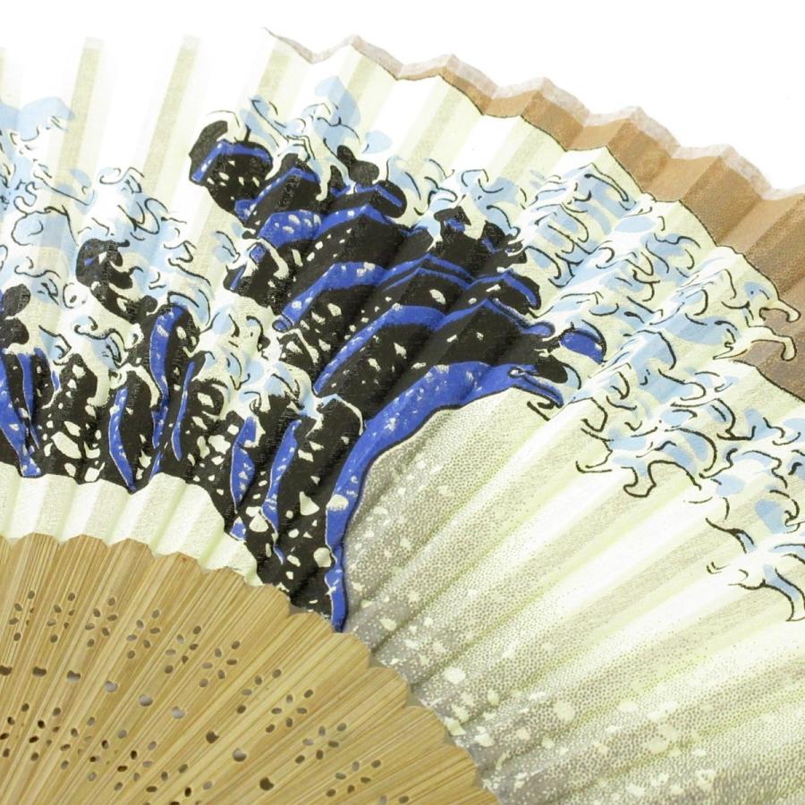 扇子 おしゃれ レディース 女性 メンズ 高級 シルク 神奈川沖浪裏 504